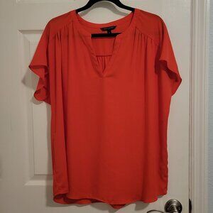BANANA REPUBLIC RED Short Sleeve V Neck BLOUSE- XL